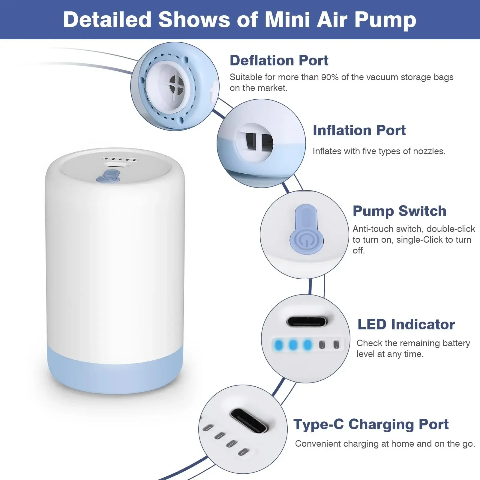 Rechargeable Portable Air Pump - View 1 hover