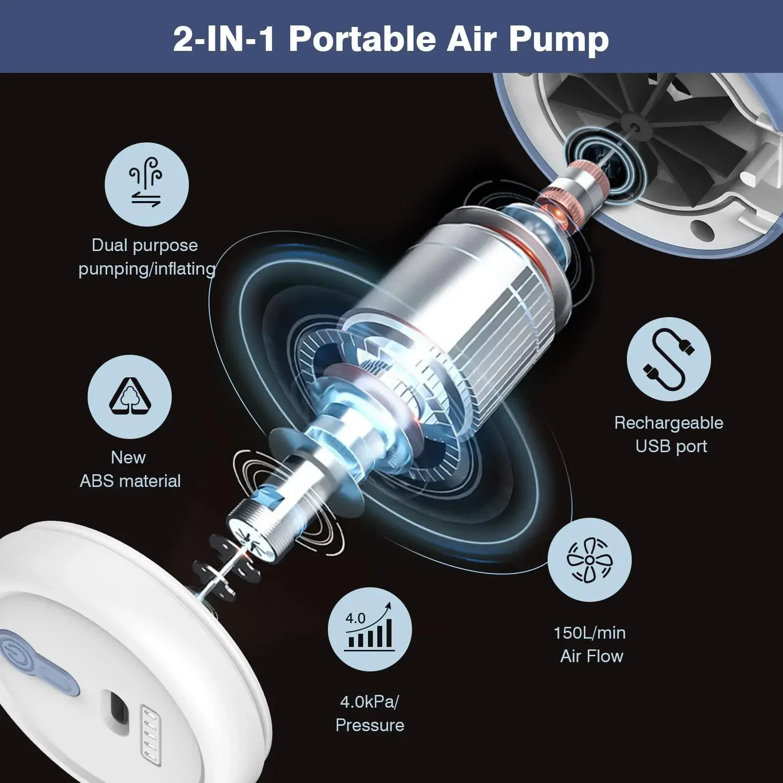 Rechargeable Portable Air Pump - View 5